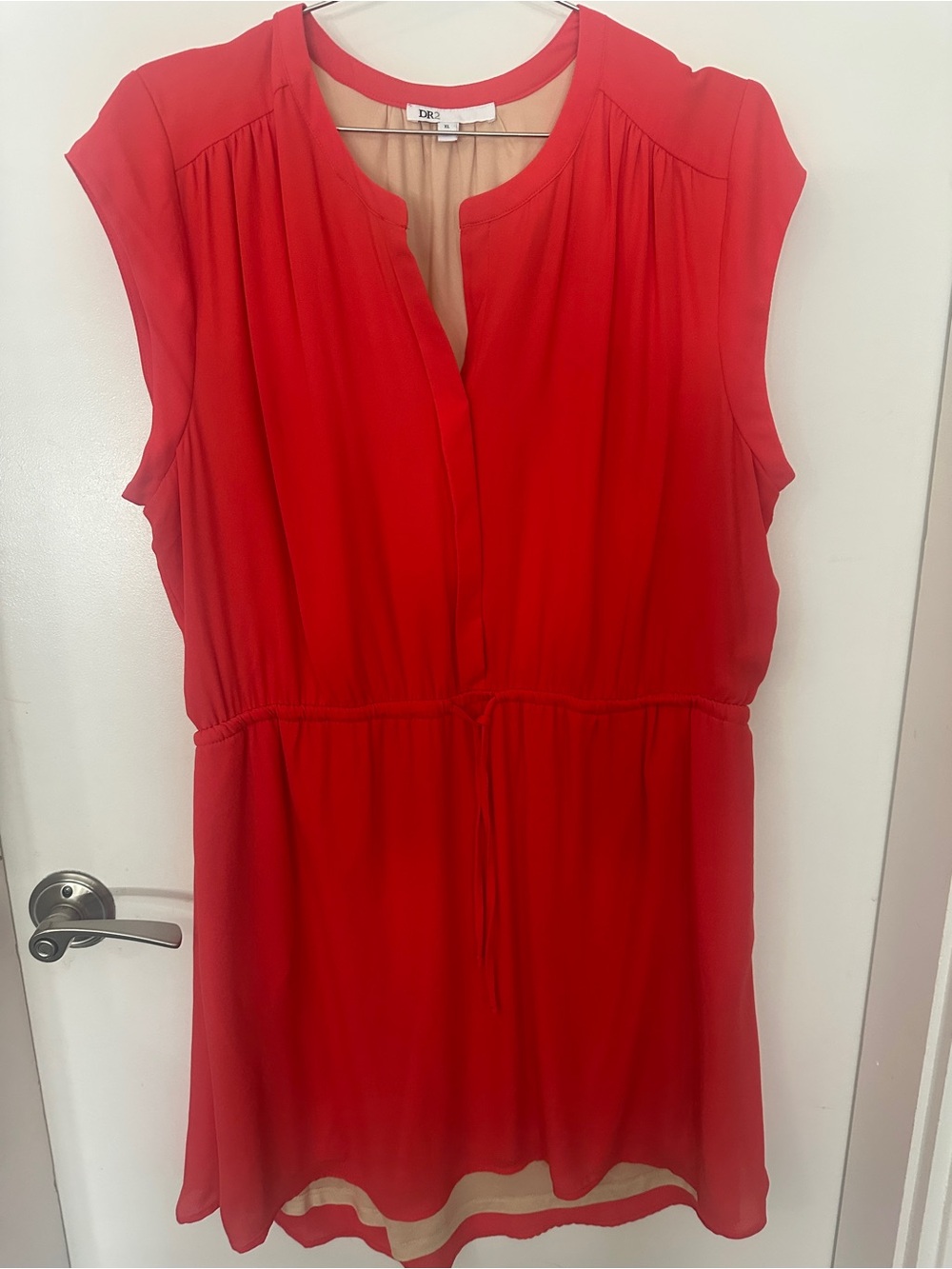 DR2 Vibrant Red Cap Sleeve Drawstring Tunic
